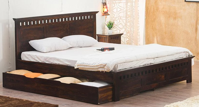 wooden double cot price